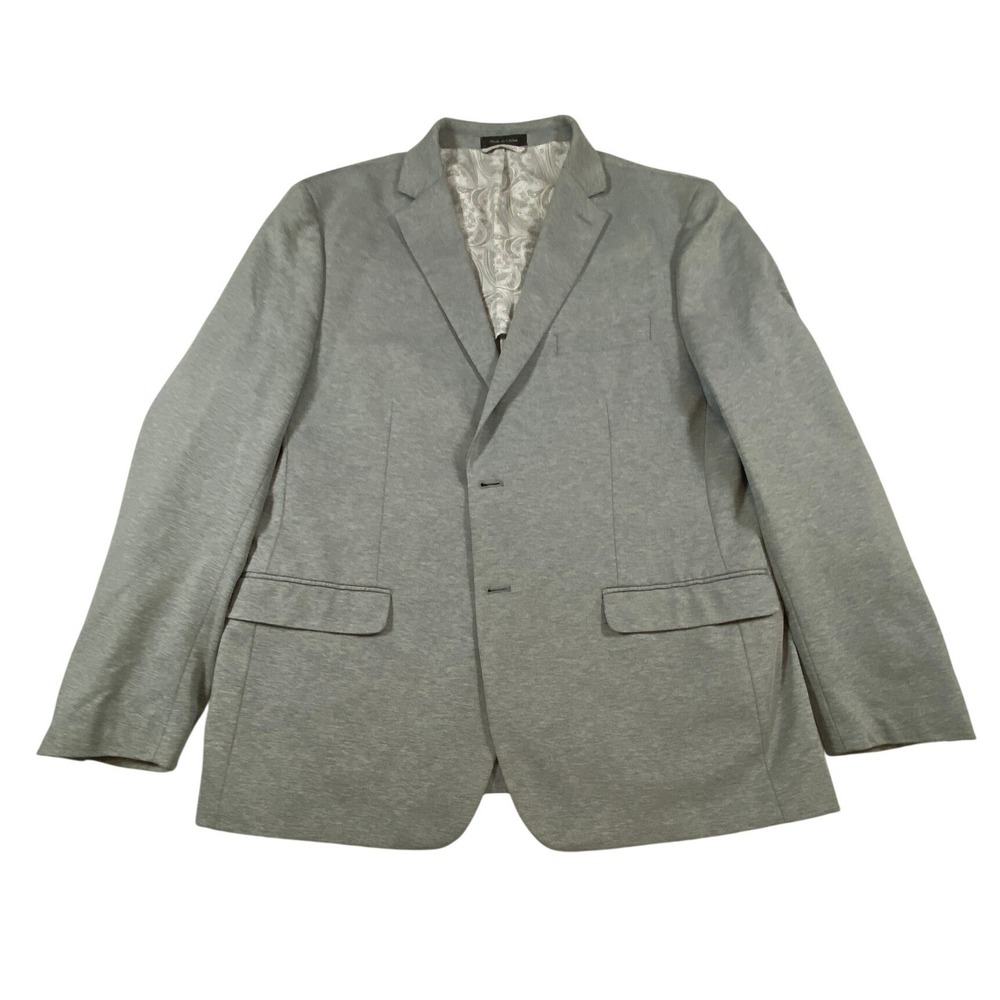 Lauren Ralph Lauren Mens Grey Knit Two Button‎ Blazer Jacket Paisley Lining 42R